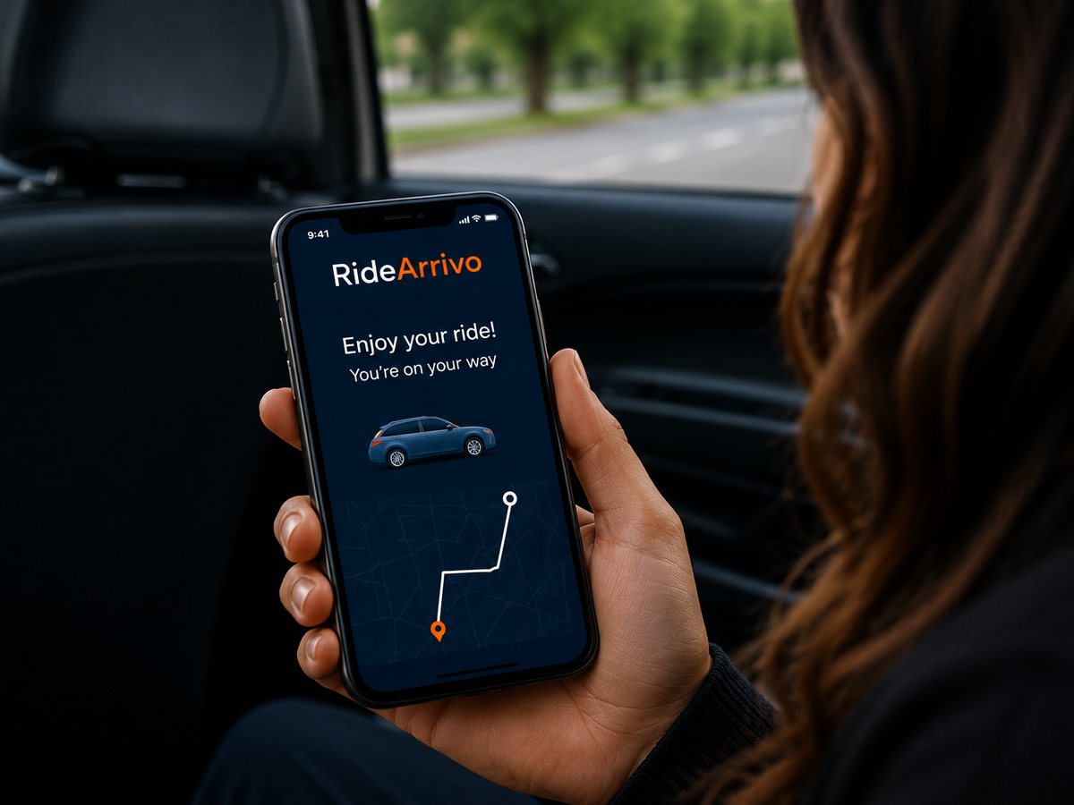 Tracking a ride live on the RideArrivo app